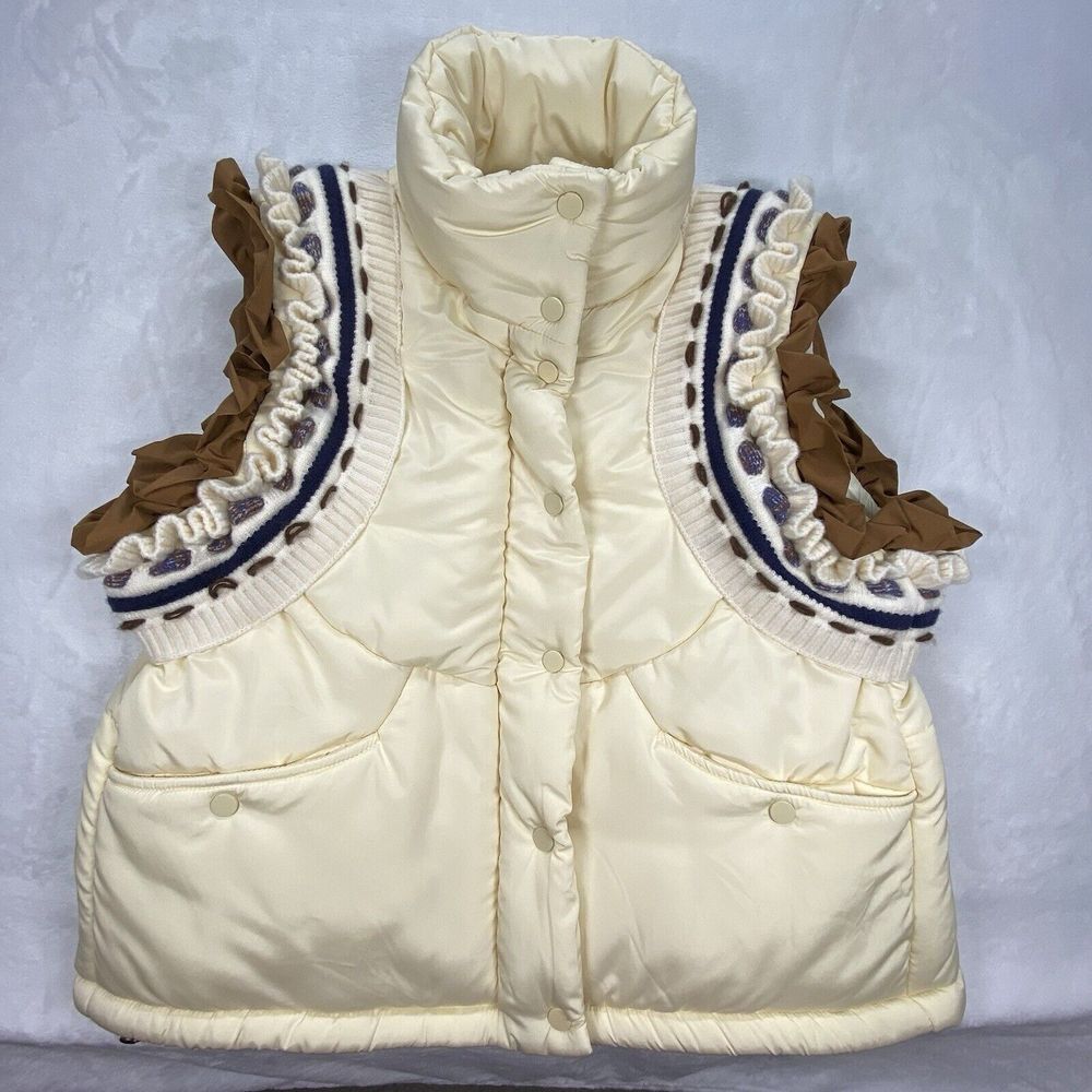 New Heyson Puffer Vest Womens Larg Ruffle Sleeve Winter quilted Padded Gilet